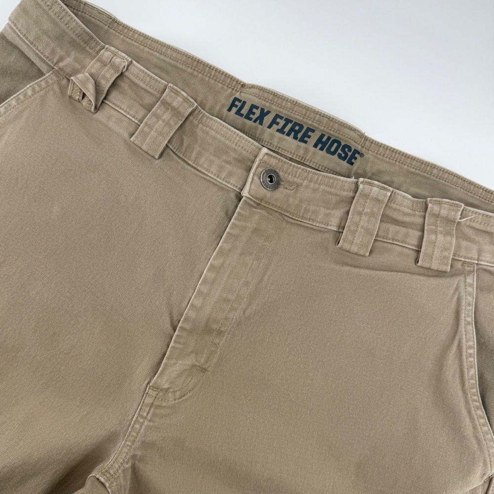 Duluth Trading Co Cargo Pants Mens 38x34 Tan Flex Fire Hose Relaxed Fit Workwear